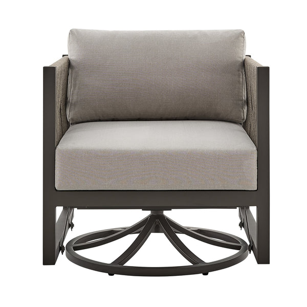 English Elm Mareike Outdoor Swivel Glider Chair Rust Proof Aluminum Frame Patio Lounge Seating Brown B2736P464907