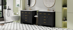 English Elm 72'' Modern Bathroom Vanity Set With Durable Ceramic Sink, Solid Wood Frame, Ample Storage & Style N710SS00011B