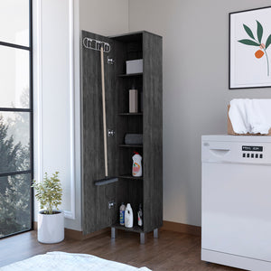 English Elm Storage Cabinet Buccan Smokey Oak Gray Laundry Organizer with Single Door & Five Shelves, Versatile Home Storage B092142829