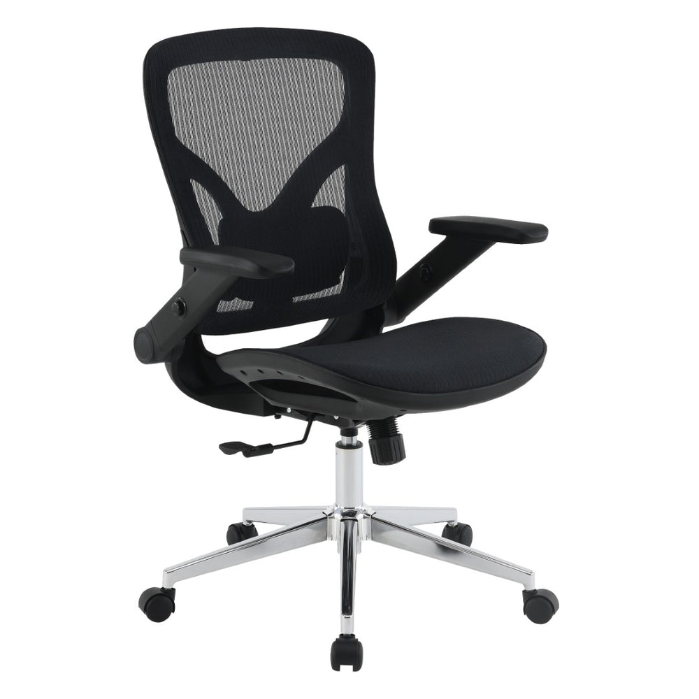 OSP Home Furnishings Matrix Ergonomic Mesh Manager Chair with 4d Arms Lumbar Support and Chrome Base EMH60949C-3