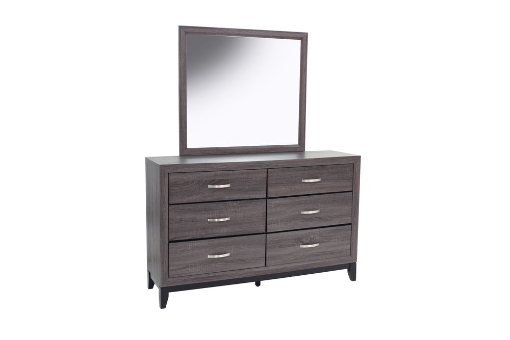 English Elm Rustic Gray Oak Wide Dresser with Black Legs and Metal Handles for Bedroom Storage B011P448734