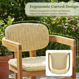 English Elm Outdoor Acacia and Rattan Armchair Set Two Ergonomic Seats for Patio Garden N719P431083N