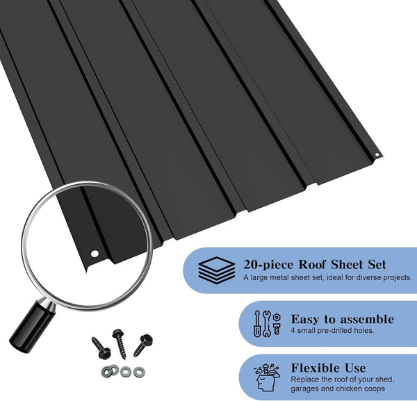 English Elm 20 Galvanized Steel Corrugated Roofing Panels Weatherproof Coverage for Sheds Pergolas Garages W1859P483713