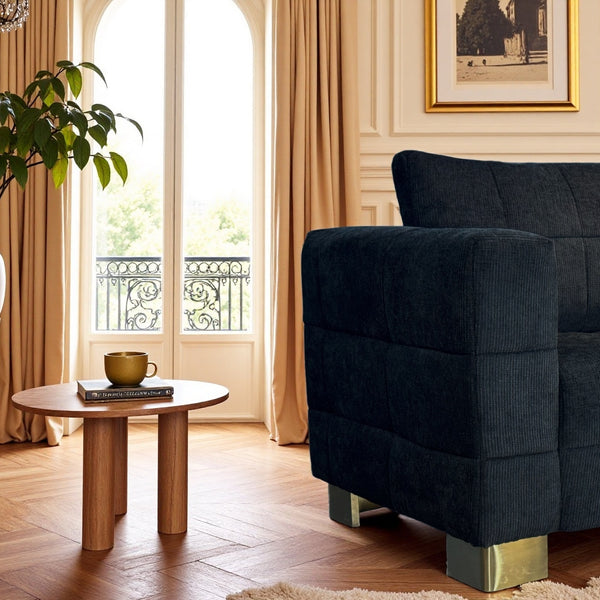 English Elm Fx-p54-1s-be2 Plush Accent Chair with Gold Legs Mid-century Modern Living Room Seat Black W576S00209