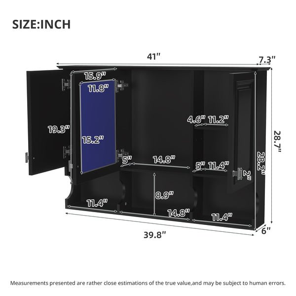 English Elm 3-in-1 Wall Mounted Bathroom Medicine Cabinet with Soft Close Mirror and Towel Bar Black N710P358620B