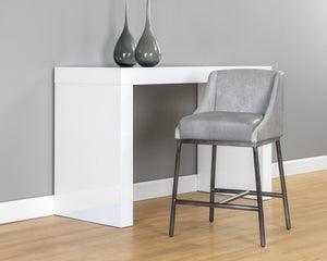 Sunpan Dalary Counter Stool - Stylish Bravo Metal Faux Leather & Polo Club Stone Fabric for Any Space