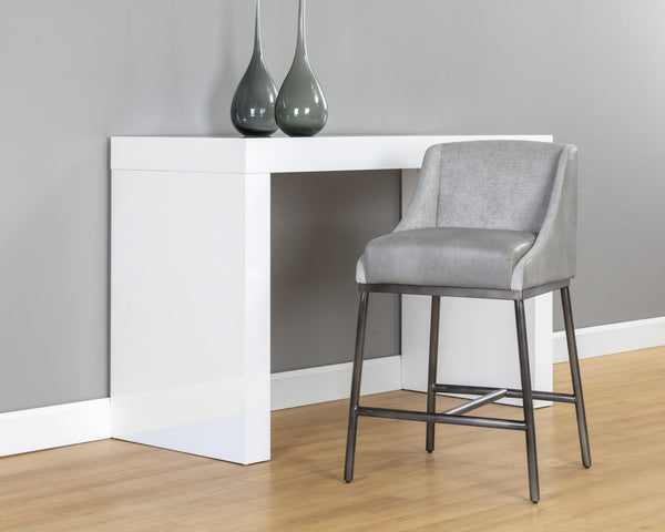 Sunpan Dalary Counter Stool - Stylish Bravo Metal Faux Leather & Polo Club Stone Fabric for Any Space