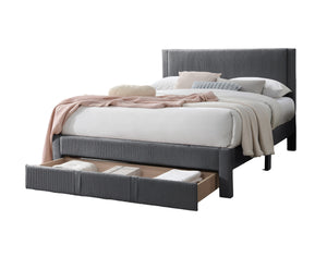English Elm Contemporary Corduroy Upholstered Full Platform Bed with Storage Drawer Charcoal B011P418589