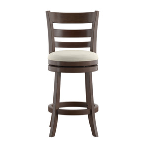 Homelegance By Top-Line Wyatt Ladder Back Linen Swivel 24-inch Counter Height Stool Beige Rubberwood