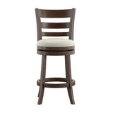 Homelegance By Top-Line Wyatt Ladder Back Linen Swivel 24-inch Counter Height Stool Beige Rubberwood