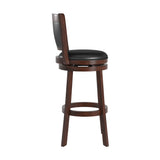 Homelegance By Top-Line Sydney Upholstered Back Swivel 29" Bar Height Stool Black Rubberwood