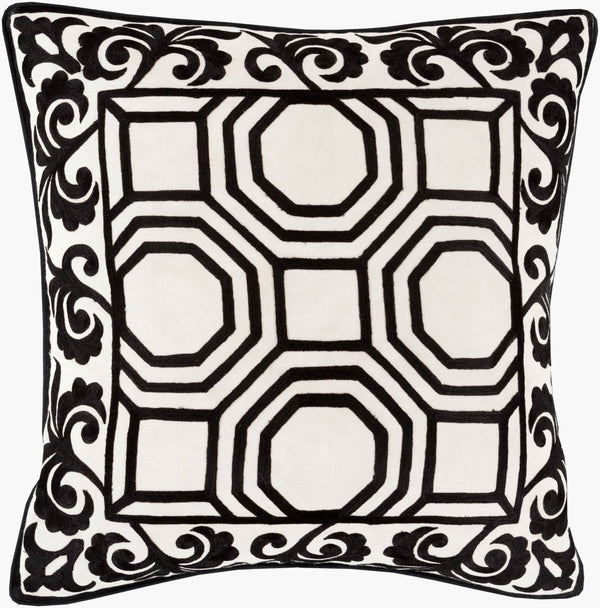 Surya Bel Ami 18" X 18" Modern Cotton Accent Pillow - Revitalize Your Decor With Stylish Comfort! Black Cotton,Cotton Bel003-2222p