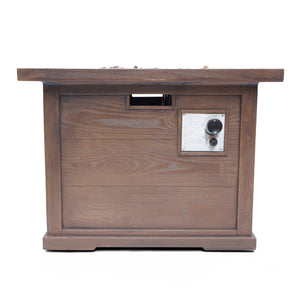 English Elm Outdoor Square Gas Fire Pit 40000 Btu Mgo Wood Grain Finish Propane Tank Enclosed 61907.00-40K