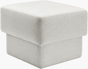 Surya Beldon Ottoman - Stylish 20"H X 24"W Mid-century Modern Upholstered Footrest For Any Decor Upholstery, Off,White,Base, Clear Polyester,Plywood,Foam,Dacron Beld001-202424