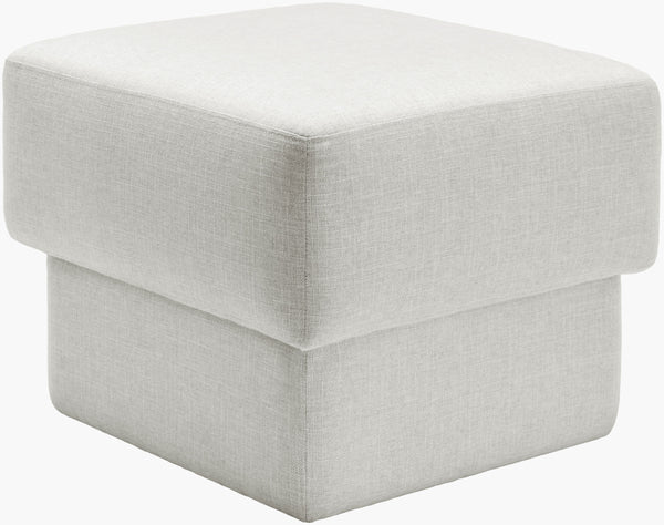Surya Beldon Ottoman - Stylish 20"H X 24"W Mid-century Modern Upholstered Footrest For Any Decor Upholstery, Off,White,Base, Clear Polyester,Plywood,Foam,Dacron Beld001-202424
