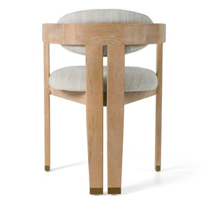 VIG Furniture Belton Off-White Fabric Dining Chair With White Wash Oak Frame, Curved Modern Silhouette & Brass Caps VGMY-2918-OFFWHT