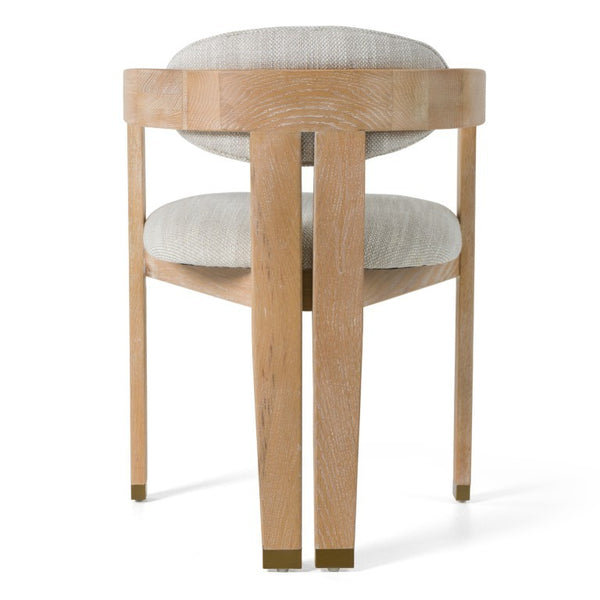 VIG Furniture Belton Off-White Fabric Dining Chair With White Wash Oak Frame, Curved Modern Silhouette & Brass Caps VGMY-2918-OFFWHT