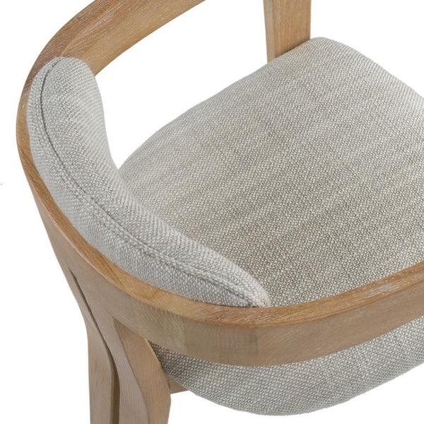 VIG Furniture Belton Off-White Fabric Dining Chair With White Wash Oak Frame, Curved Modern Silhouette & Brass Caps VGMY-2918-OFFWHT