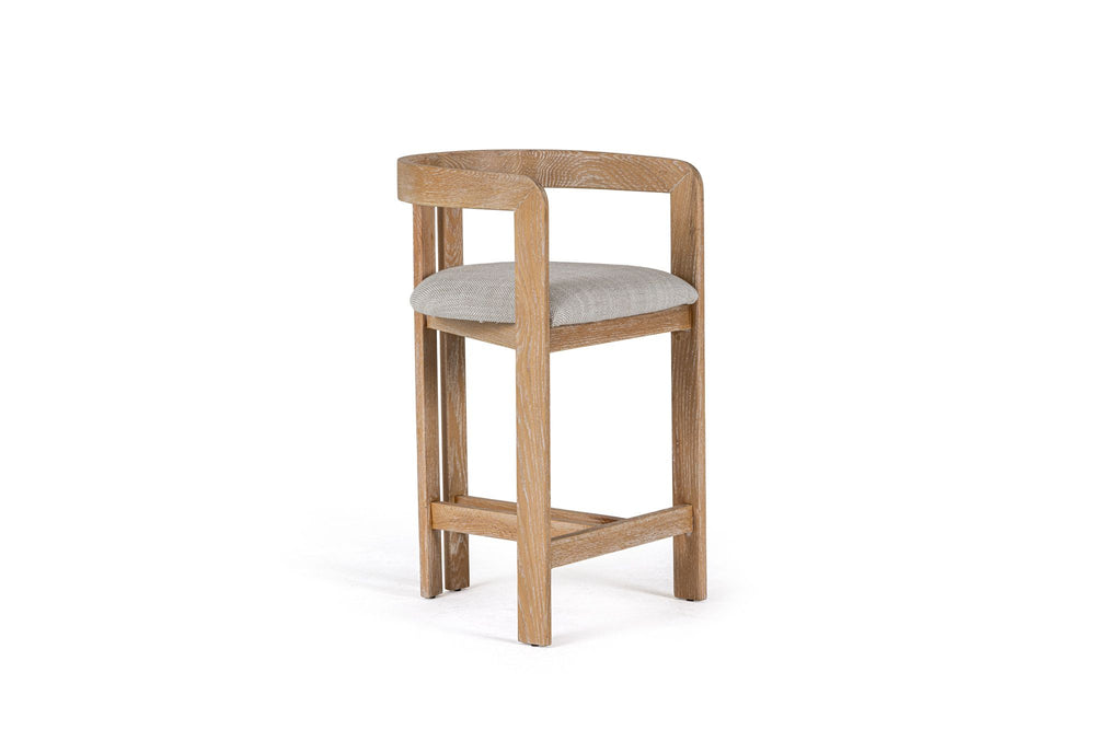 VIG Furniture Modrest Belton - Modern Off-White Fabric + White Wash Oak Counter Chair VGMY-3719-26-OFFWHT