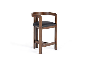 VIG Furniture Modrest Belton - Modern Black Vegan Leather + Brown Oak Counter Chair VGMY-3719-26-BLK