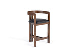 Modrest Belton - Modern Black Vegan Leather + Brown Oak Counter Chair