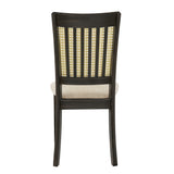 Homelegance By Top-Line Delroy Cane Accent Slat Back Dining Chairs (Set of 2) Black Rubberwood