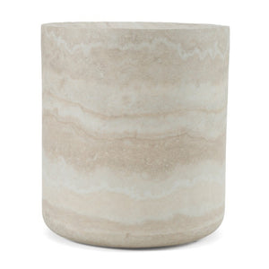 VIG Furniture Benji Modern Faux Travertine Round End Table — Lightweight Sculptural Accent, No Assembly, 15.9" X 17.9" VGIP-ST901