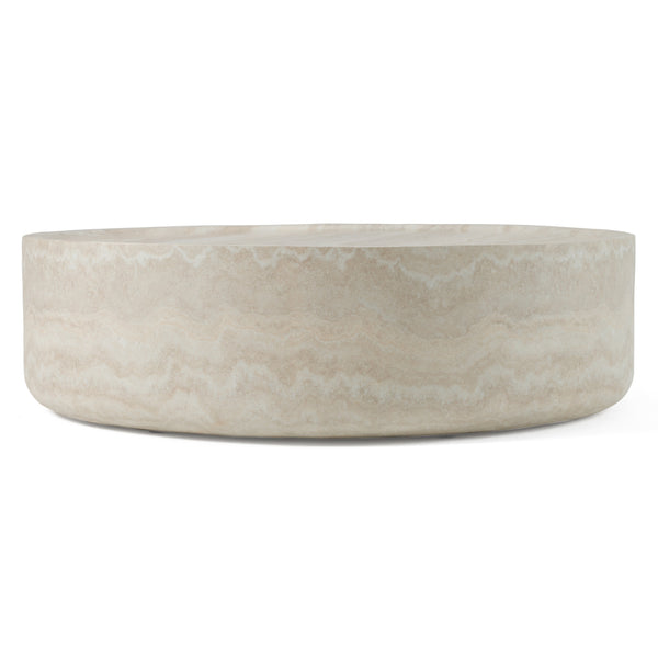 Vig Furniture Modrest Benji - Elegant Faux Travertine Round Coffee Table For Modern Living Spaces & Style Beige  Vgip-st902