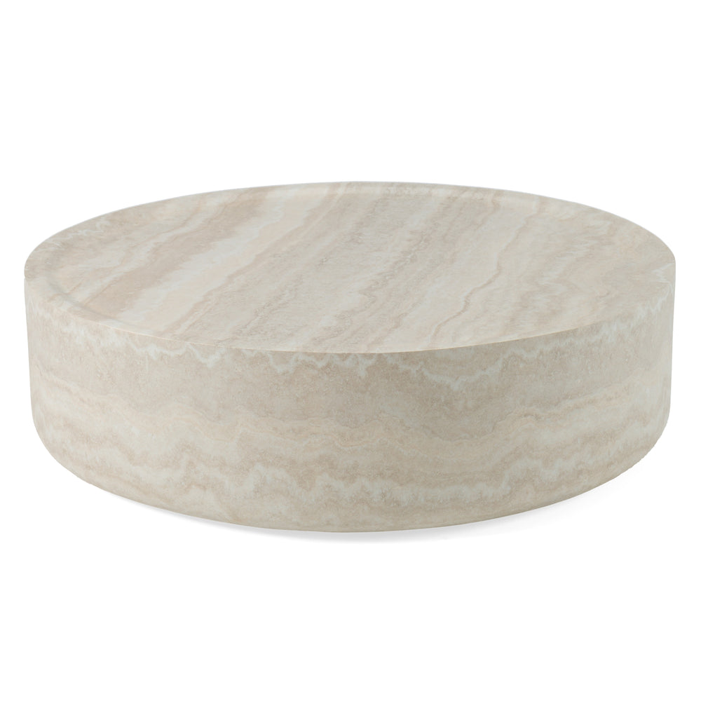 Vig Furniture Modrest Benji - Elegant Faux Travertine Round Coffee Table For Modern Living Spaces & Style Beige  Vgip-st902