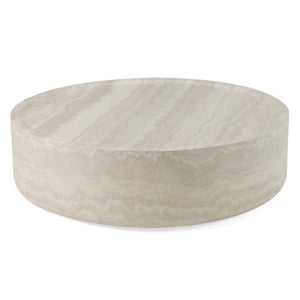 Vig Furniture Modrest Benji - Elegant Faux Travertine Round Coffee Table For Modern Living Spaces & Style Beige  Vgip-st902