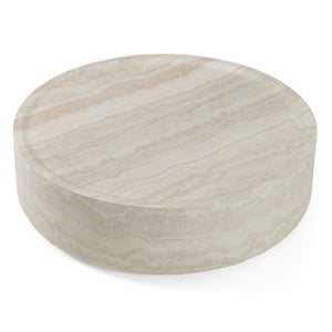 Vig Furniture Modrest Benji - Elegant Faux Travertine Round Coffee Table For Modern Living Spaces & Style Beige  Vgip-st902