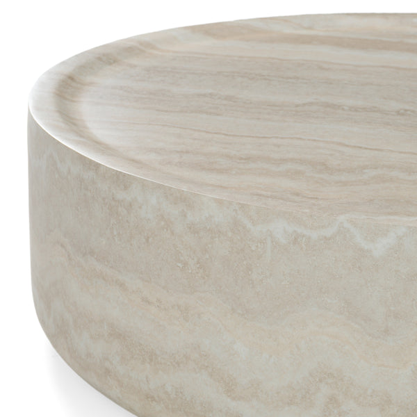 Vig Furniture Modrest Benji - Elegant Faux Travertine Round Coffee Table For Modern Living Spaces & Style Beige  Vgip-st902