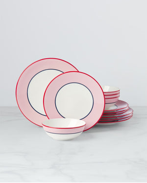Lenox Kate Spade Make It Pop 12-Piece Dinnerware Set Pink, PINK PORCELAIN 895093
