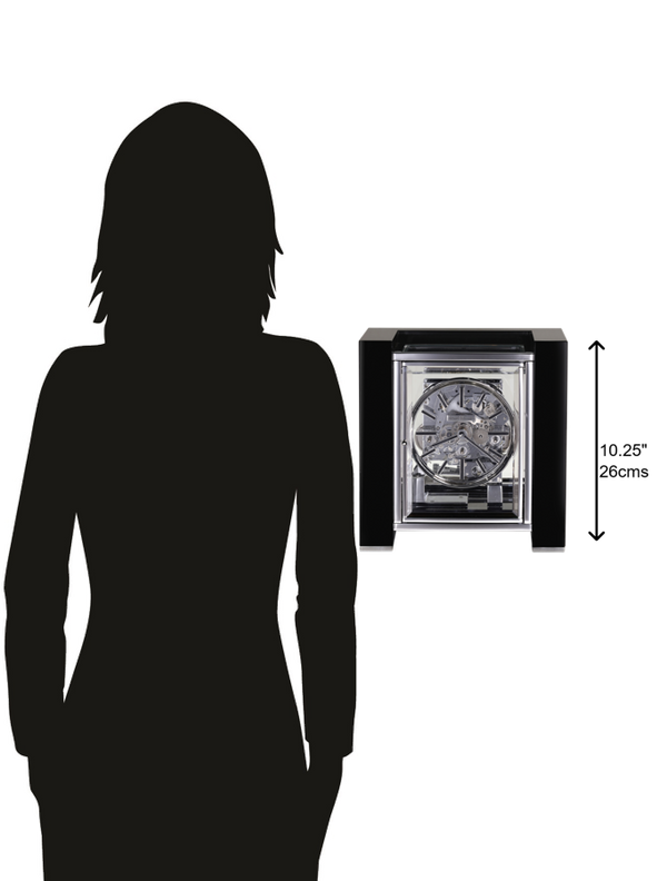 Hekman Furniture 630270 Elegant Park Avenue Mantel Clock With Key-wound Triple-chime, Polished Chrome & Black Finish Gloss Black Park Avenue Mantel Clock 630270