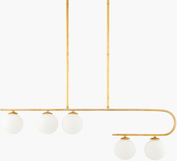 Surya Bernay Art Deco Iron and Glass Chandelier Elegant Ambient Light for Dining Rooms BER-001