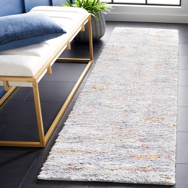Safavieh Berber Shag 577 Flat Weave Shag - Contemporary Rug Blue Rust / Ivory 6'-7" x 8'-7"