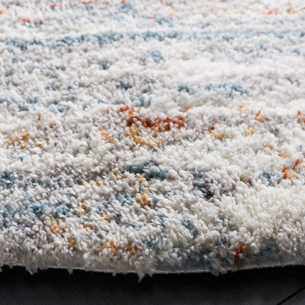 Safavieh Berber Shag 577 Flat Weave Polyester Shag - Contemporary Rug Blue Rust / Ivory BER577A-7