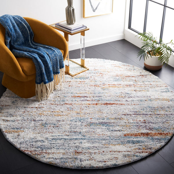 Safavieh Berber Shag 577 Flat Weave Polyester Shag - Contemporary Rug Blue Rust / Ivory BER577A-7