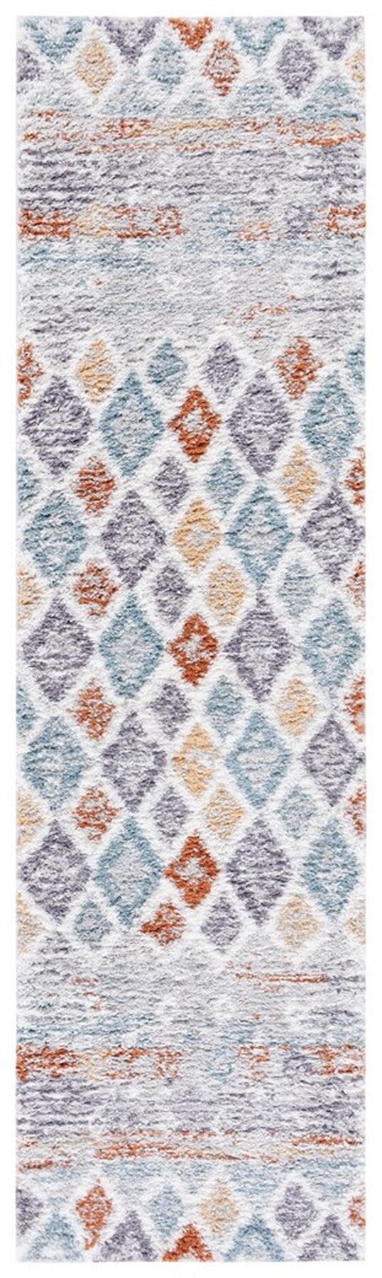 Safavieh Berber Shag 585 Flat Weave Shag - Contemporary Rug Blue Rust / Ivory 6'-7" x 8'-7"