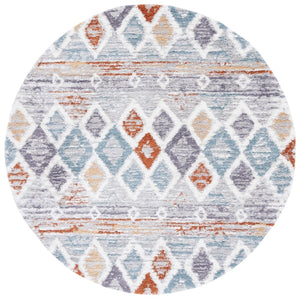 Safavieh Berber Shag 585 Flat Weave Polyester Shag - Contemporary Rug Blue Rust / Ivory BER585A-8SQ