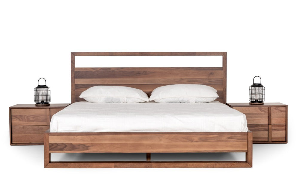 VIG Furniture California King Nova Domus Berlin Walnut Bedframe – Modern Parsons Design, No Box Spring Needed, Cable Slot VGMABR-92-CK