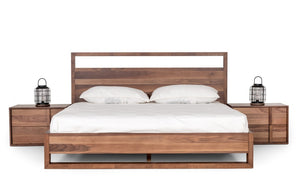 VIG Furniture Eastern King Nova Domus Berlin Walnut Veneer Bed With Parsons Legs, Slatted Support, Modern Headboard Opening And Low-Profile Design VGMABR-92-EK