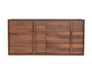 VIG Furniture Berlin Modern Walnut Dresser With Six Drawers, Integrated Wood Pulls, Fully Assembled, 65"W X20"D X30"H VGMABR-92-DRS