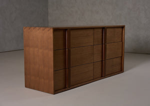 VIG Furniture Berlin Modern Walnut Dresser With Six Drawers, Integrated Wood Pulls, Fully Assembled, 65"W X20"D X30"H VGMABR-92-DRS
