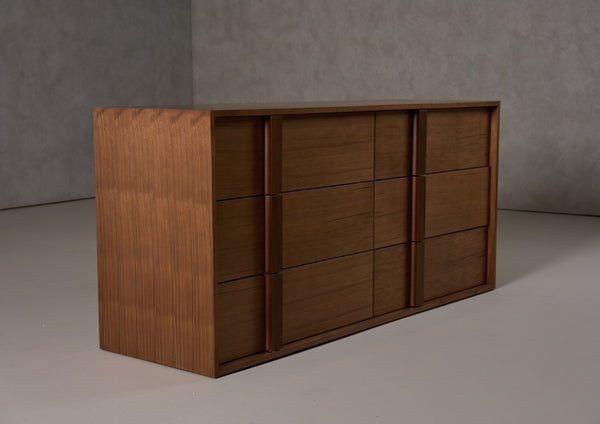 VIG Furniture Berlin Modern Walnut Dresser With Six Drawers, Integrated Wood Pulls, Fully Assembled, 65"W X20"D X30"H VGMABR-92-DRS