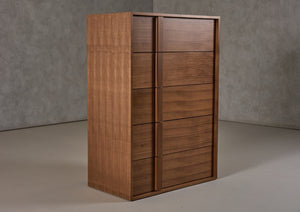 VIG Furniture Berlin Mid-Century Walnut Chest With 5 Drawers, Integrated Wood Pulls, Rich Veneer, Fully Assembled VGMABR-92-CST