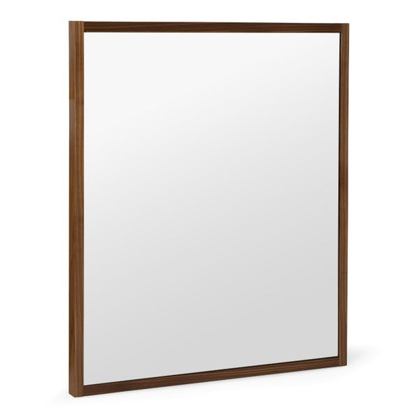 VIG Furniture Berlin Modern Walnut Mirror — Slim 34X40" Rectangular Wall Mirror, Walnut Veneer Frame, Ready-To-Hang VGMABR-92-MIR