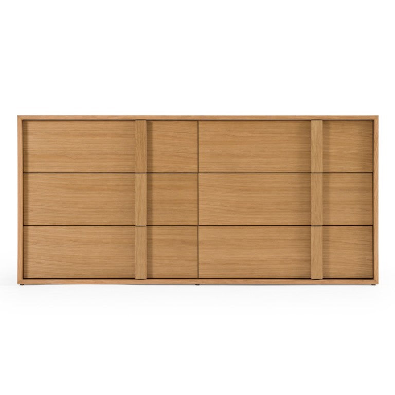 VIG Furniture Berlin Modern Natural Oak Dresser With Six Deep Drawers, Anti-Tip Design, Fully Assembled, 65"W VGMA-BR-92-1-DRS-NAT