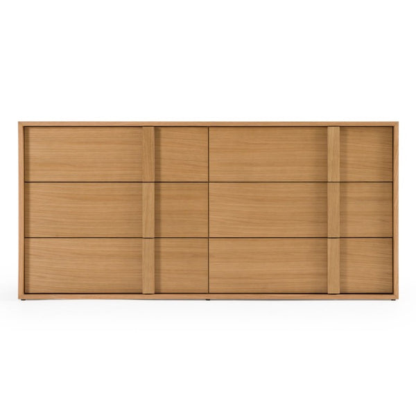 VIG Furniture Berlin Modern Natural Oak Dresser With Six Deep Drawers, Anti-Tip Design, Fully Assembled, 65"W VGMA-BR-92-1-DRS-NAT