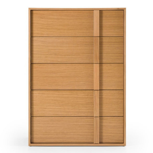 VIG Furniture Berlin Natural Oak Chest Of Drawers 5-Drawer Modern Geometric Design, Anti-Tip, Fully Assembled (W36"Xd20"Xh51") VGMA-BR-92-1-CST-NAT